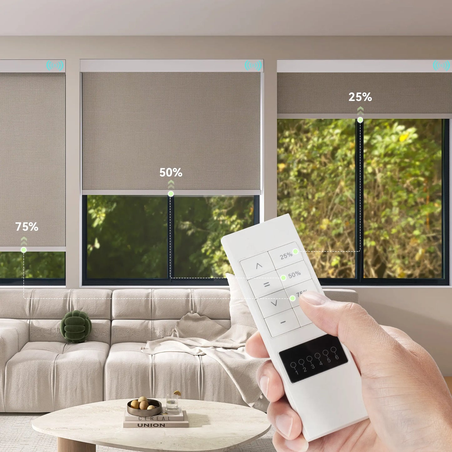 6-Channel QuickSet Remote for Motorized Roller & Zebra Shades (Compatible with Bluetooth & Alexa Motors)