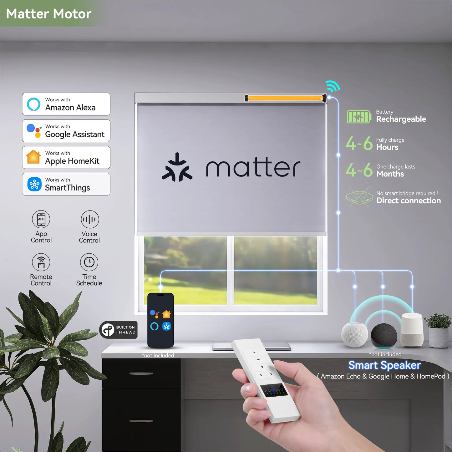 Matter Battery-powered Motor for Roller Shades