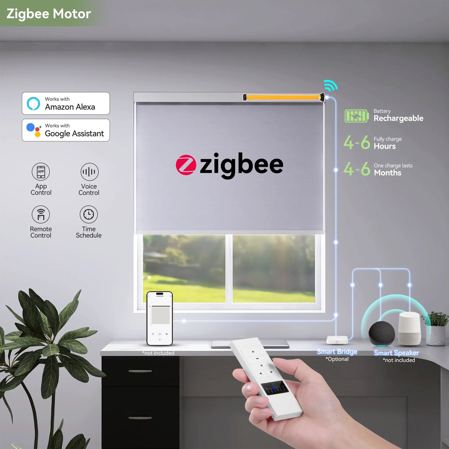 Zigbee Battery-powered Motor for Roller Shades