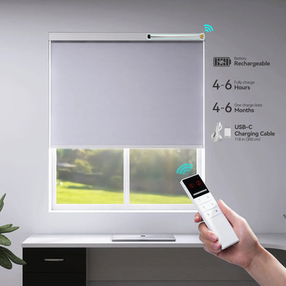TQL25 Tubular Motor, Rechargeable Lithium Battery Motor for Roller & Sheer Shades, Solar Panel Compatible, Tuya APP Smart Control