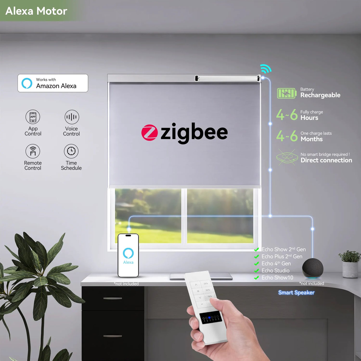 Alexa Battery-powered Motor for Roller Shades