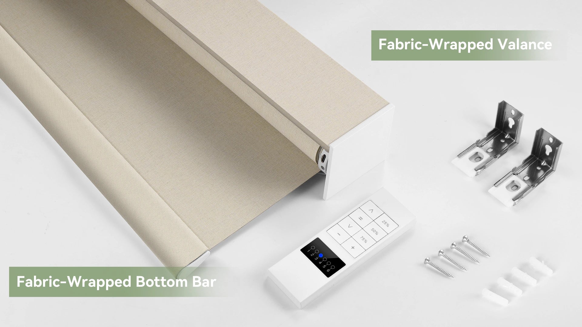 Fabric-Wrapped Valance of Motorized Roller Shades