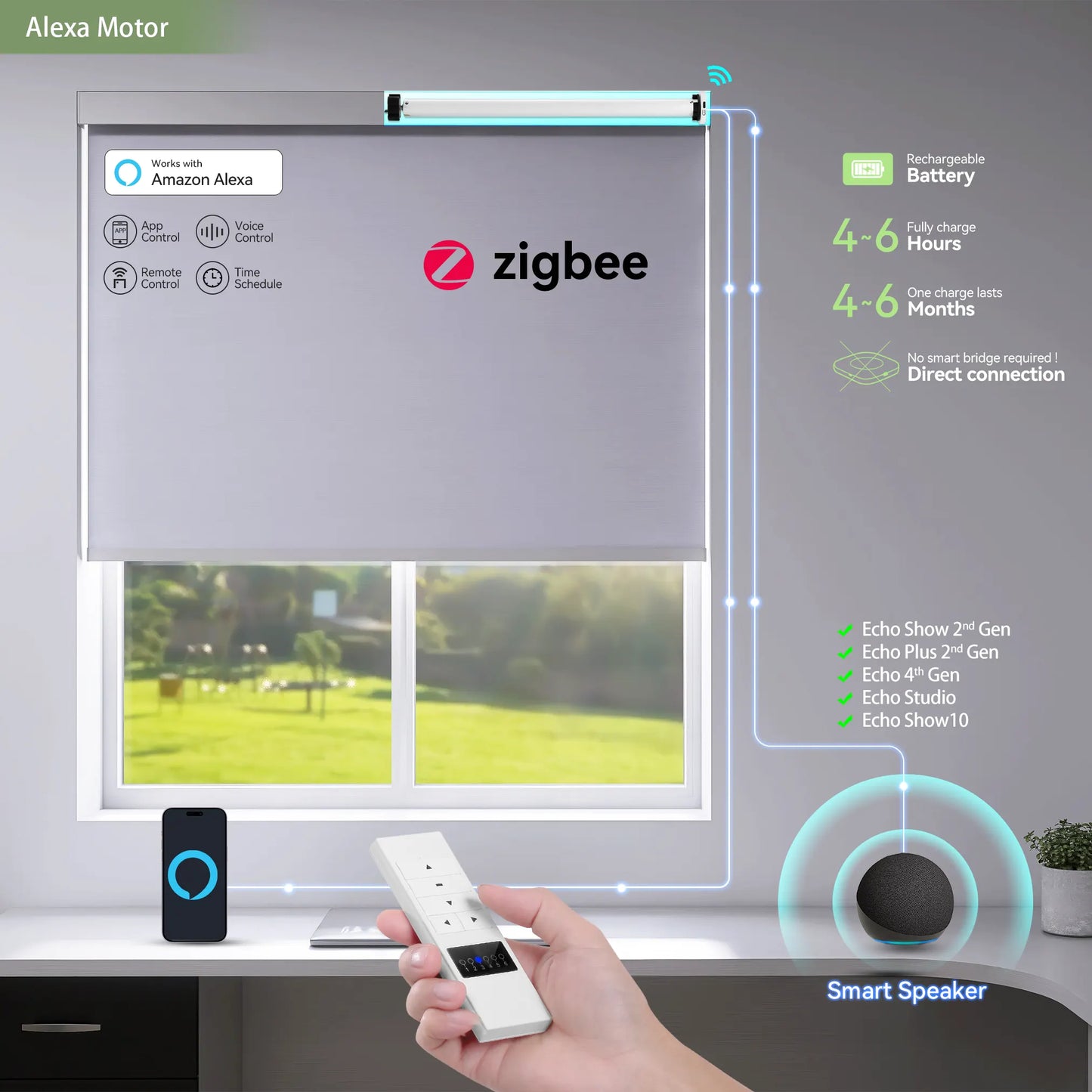 Alexa Motor for Roller and Zebra Shades