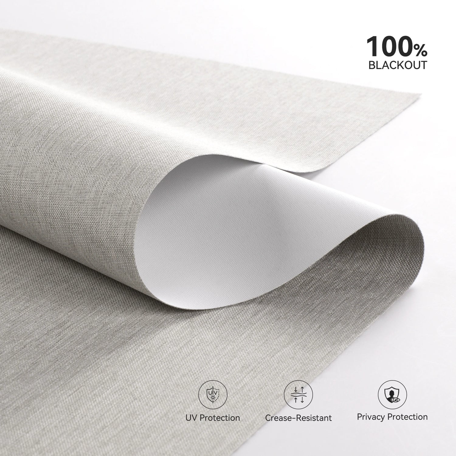 Close-up of 100% blackout wrinkle-resistant fabric
