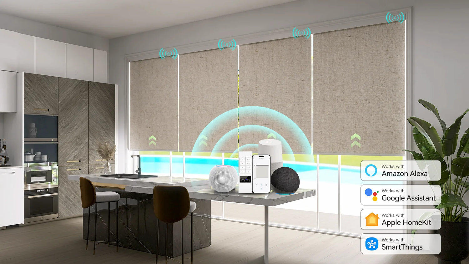 Motorized Roller Shades for Dining Room