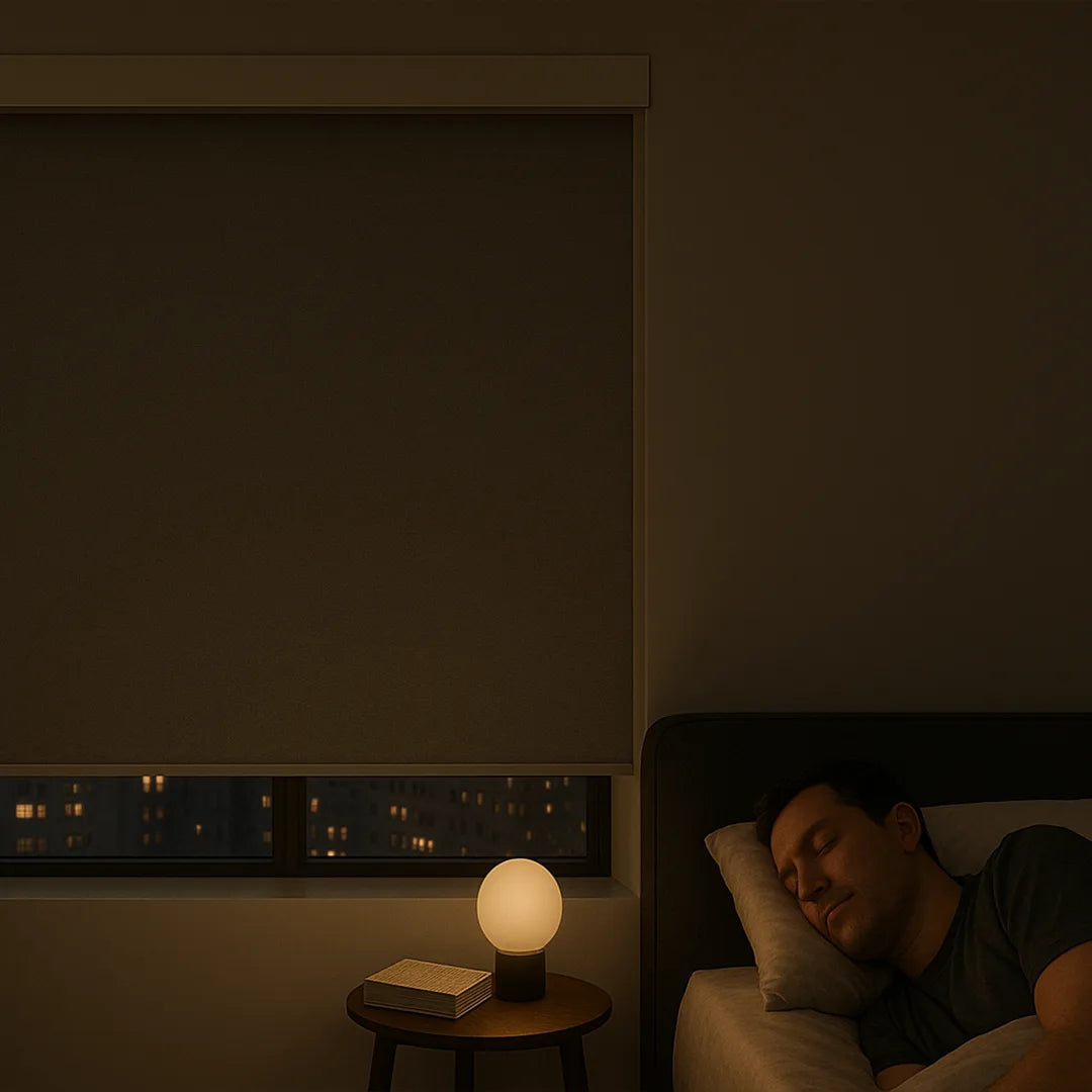 Motorized roller shades are perfect for controlling light in your bedroom.