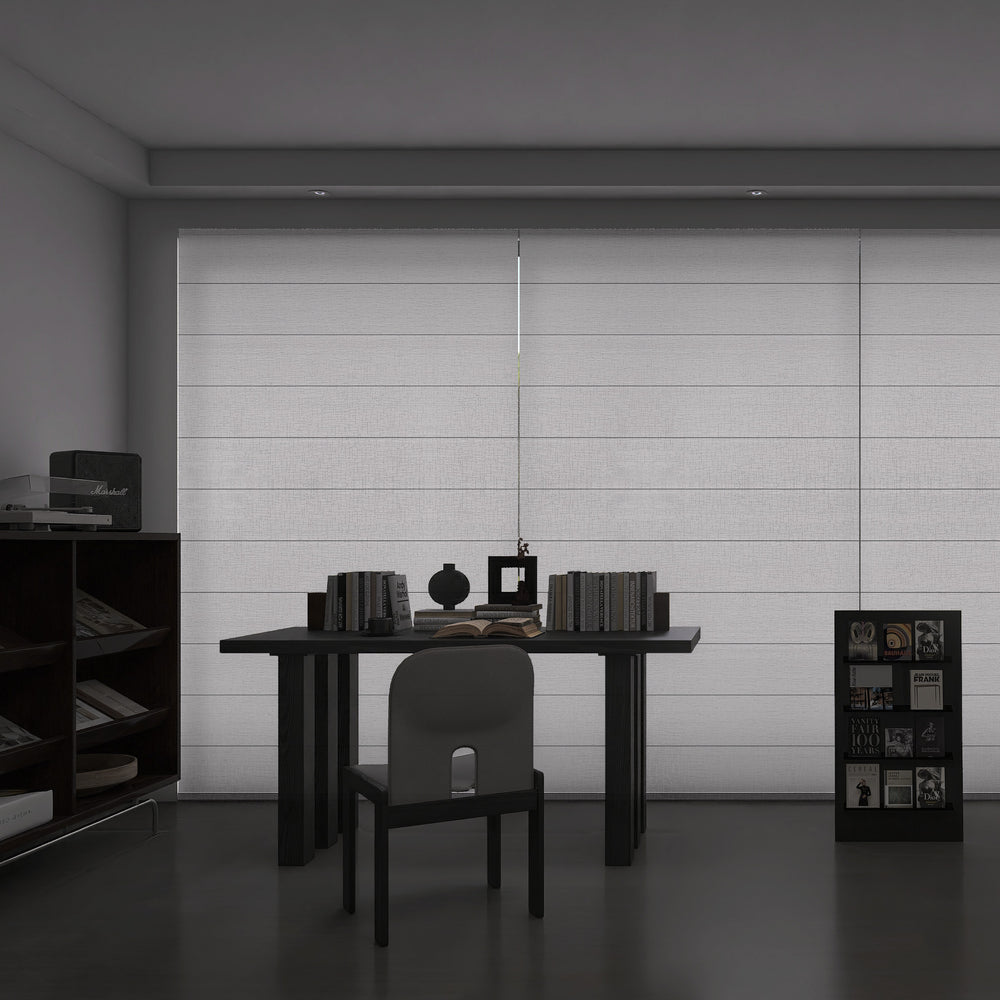 Study room with 80% blackout Roman shade for enhanced privacy