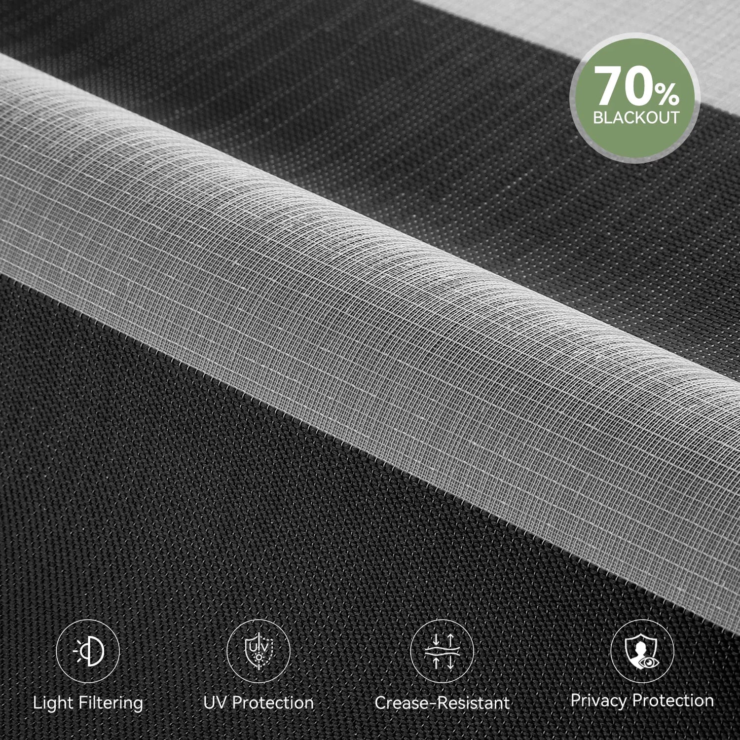 Close-up of 70% blackout zebra shade fabric