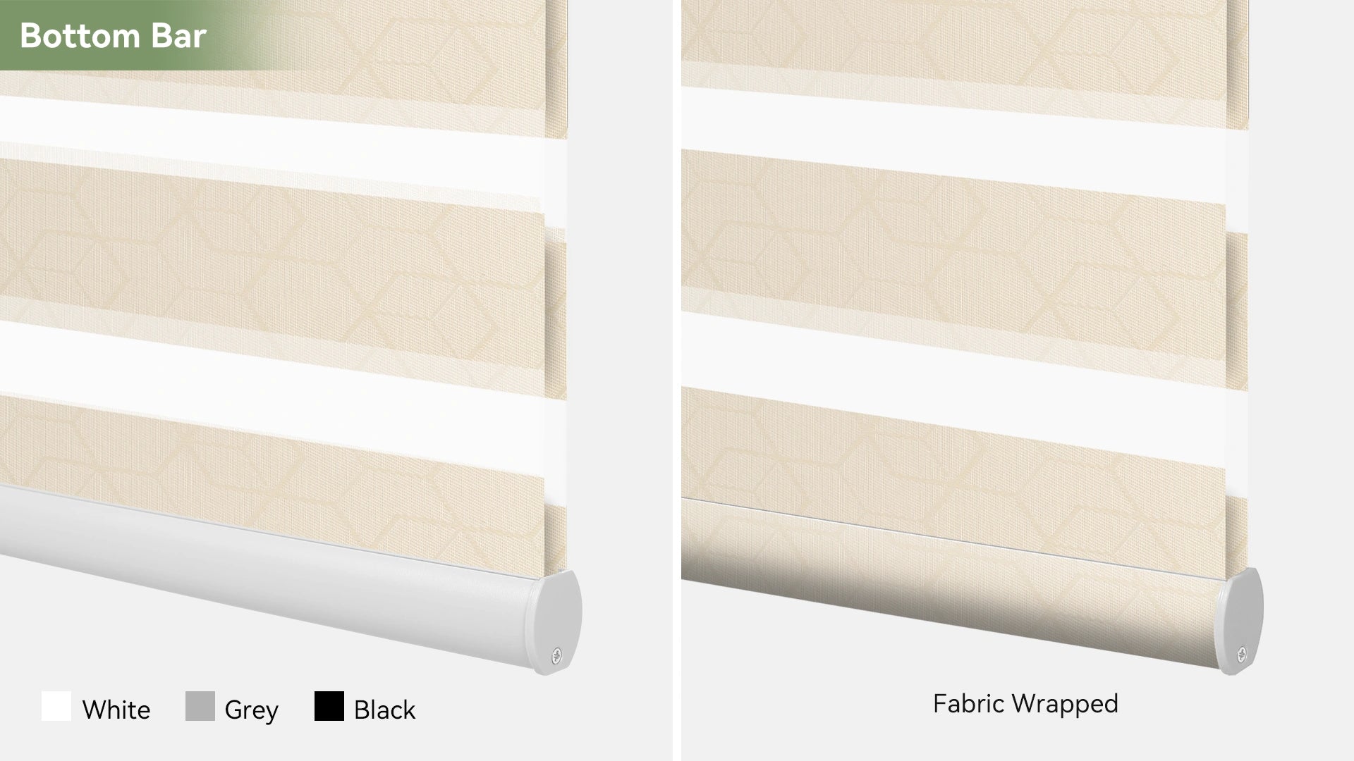 Bottom bar style variations for geometric zebra shades 