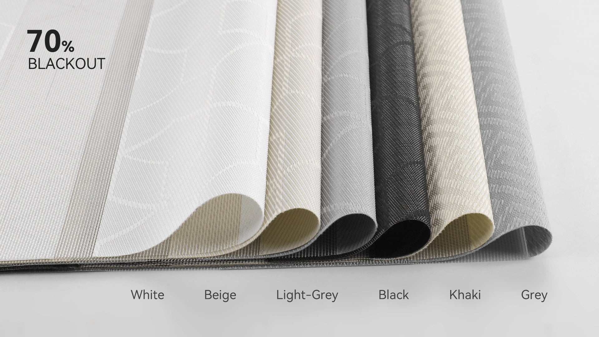 Color swatches of geometric zebra shade fabrics