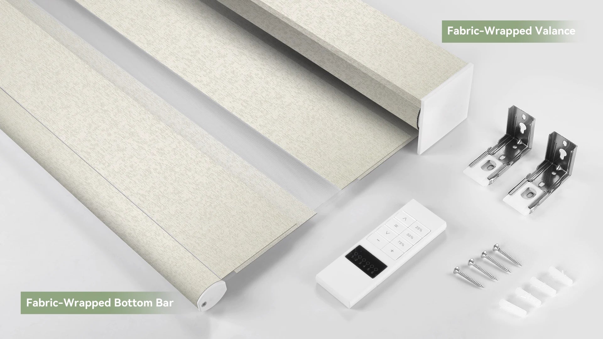 DIY installation kit for motorized zebra shades with included hardware