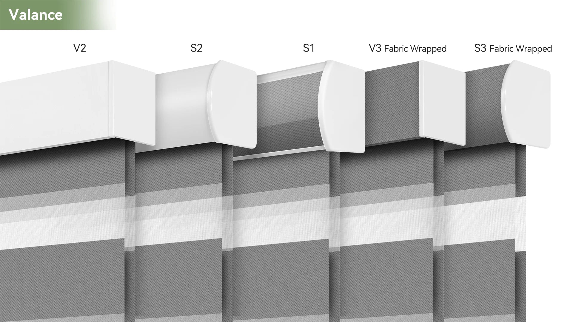 Different valance styles for ZStarr motorized zebra shades
